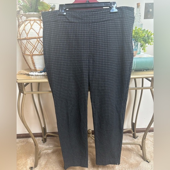 TALBOTS CHATHAM ANKLE PANT TROUSERS BLACK GRAY HOUNDSTOOTH PRINT SZ 16 - Picture 6 of 8